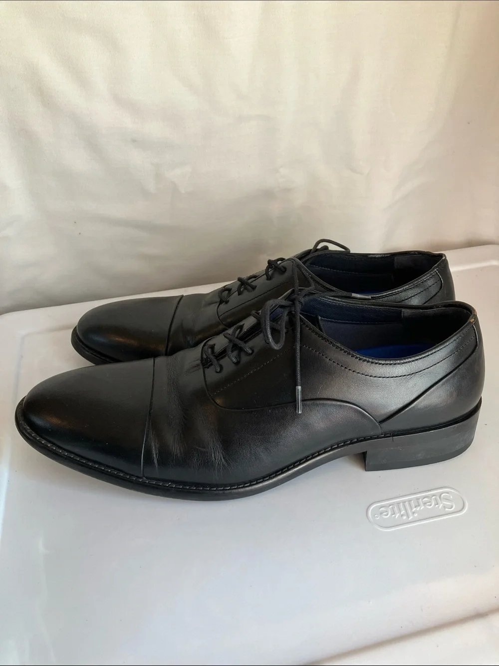 Johnston & Murphy Men's Landry Cap Toe black full grain leather dress shoes 9.5